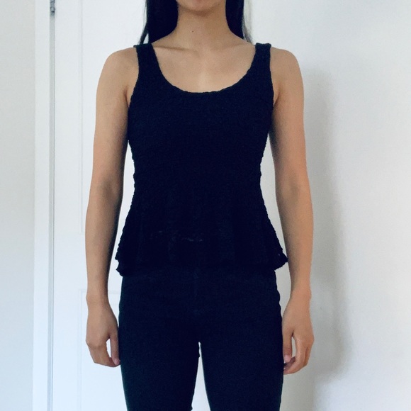 Lace black peplum tank top - Picture 3 of 5